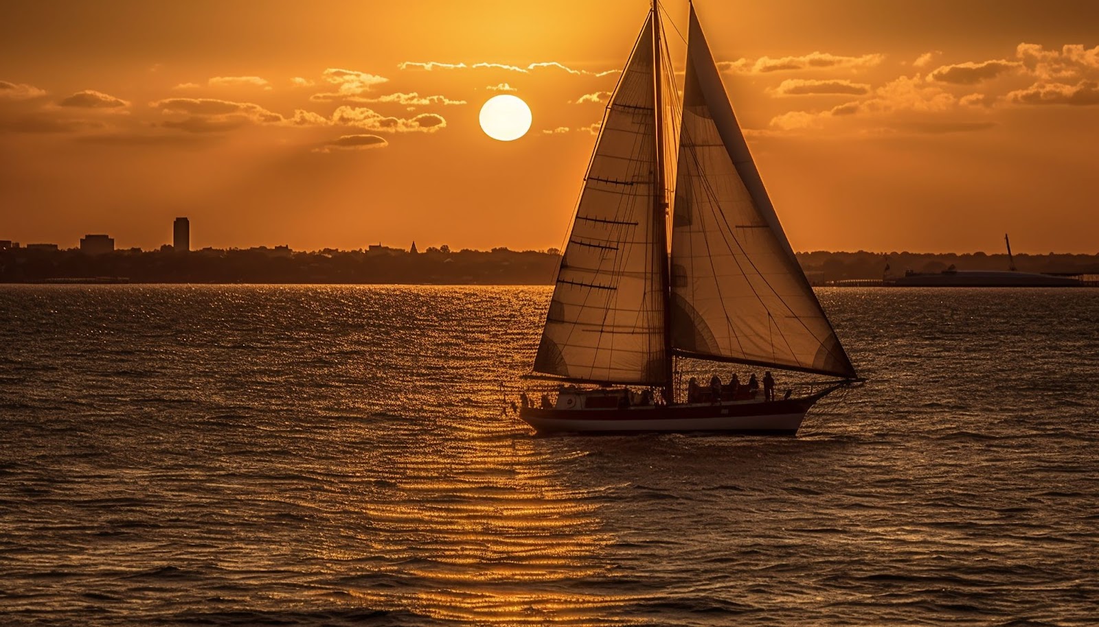 Sailing ship on the sunset