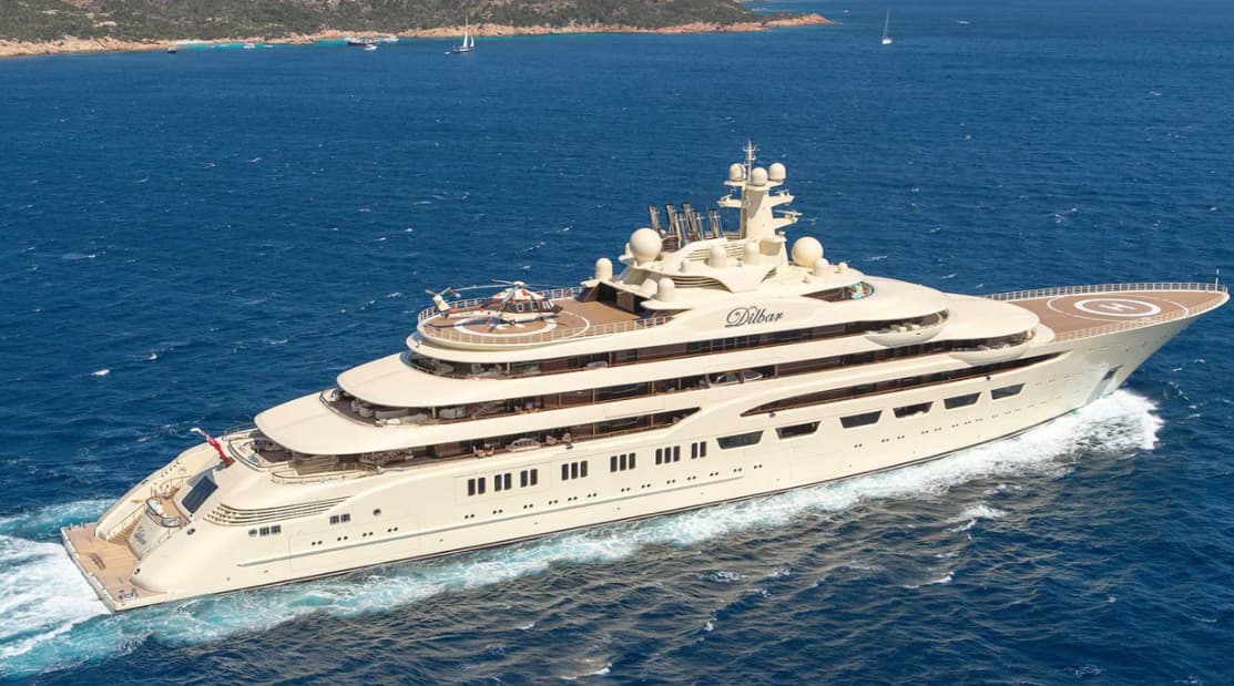 Dilbar yacht on the sea