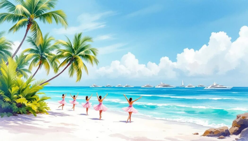 A picturesque view of Miami's scenic beauty with white sandy beaches and palm trees.